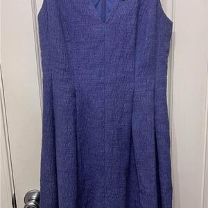 LOFT Purple Midi A-line Dress with V-neck and Sleeveless Design